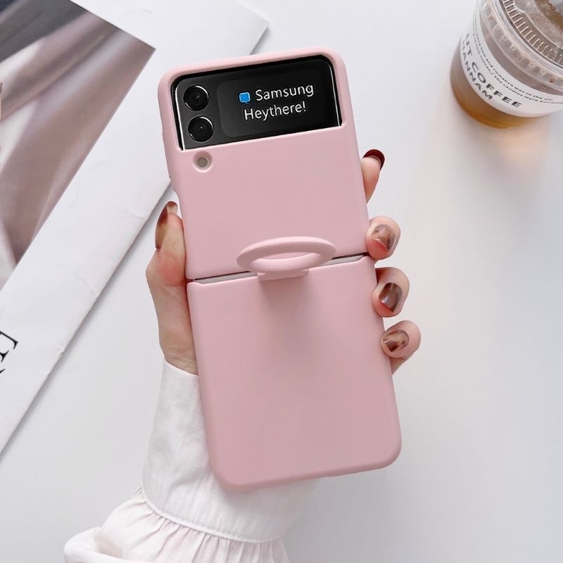 Ốp Z Flip 4 - Z Flip 3 - Z Flip3 - FLIP4 5G viền silicon màu pastel ngọt ngào kèm ring cầm tay dễ thương