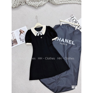 Váy phối cổ kèm tag nơ