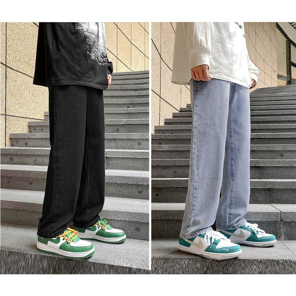 Quần bò nam xanh đen baggy ống suống, Quần jean Form xuông YN02 hottrend Hàn 2023