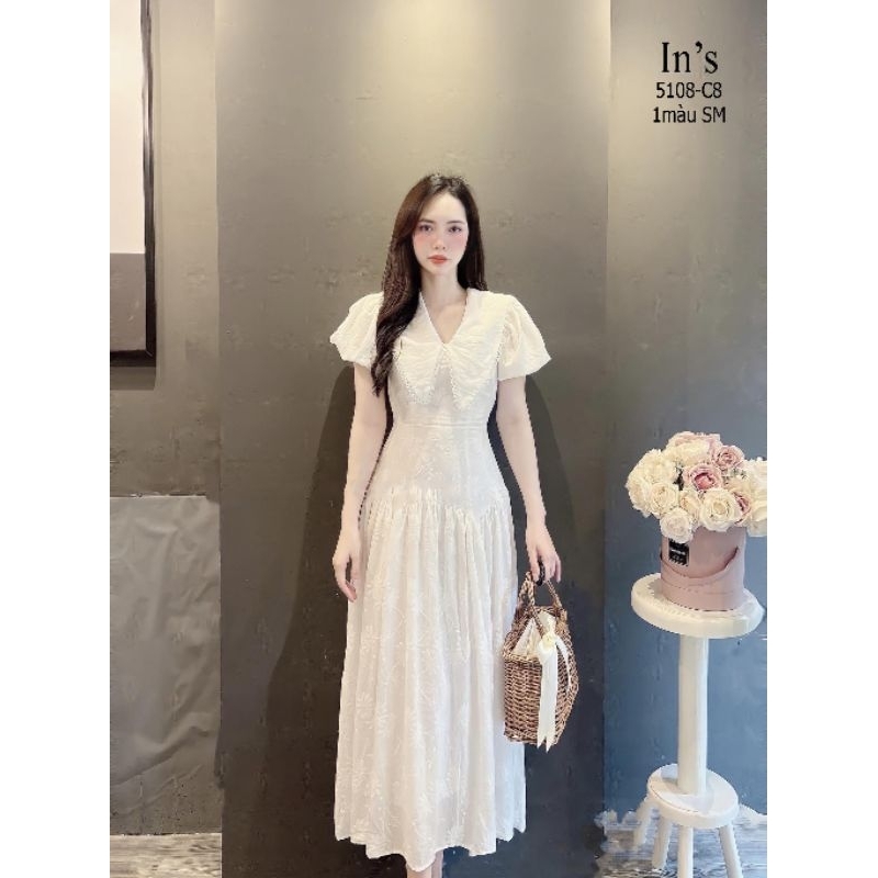 Váy Trắng Thô Thêu Nổi 5108-C8
