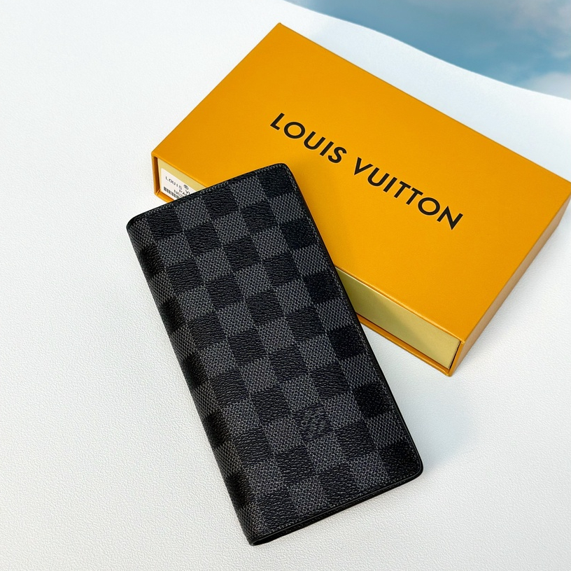 Ví dài gập Louis Vuitton Đen caro LA on web fullbox bill thẻ