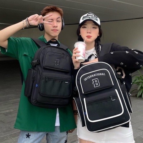 Balo Học Sinh - Balo BAMA Chỉ Thêu Họa Tiết Chữ B