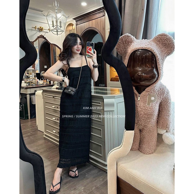 Váy Hai Dây Maxi Dáng Suông Đầm 2 Dây Ren Dáng Dài Form Rộng Sang Chảnh b125