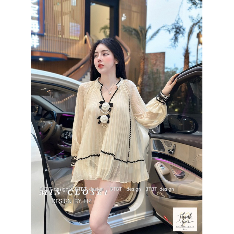 Áo Tơ Dập Ly Phối Ren Siêu Xinh