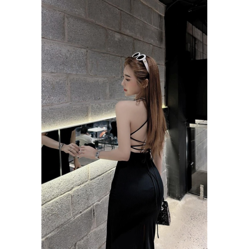 Đầm body dáng dài bèo ngực ( thun gân) - CarotShop