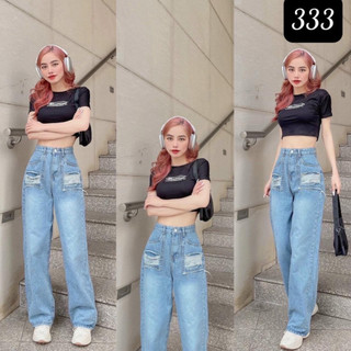 Quần baggy jean nữ lưng cao 2 nút màu xám trơn phối túi kiểu, quần baggy bò nữ đẹp thời trang cao cấp A-T Fashion-MQ3263