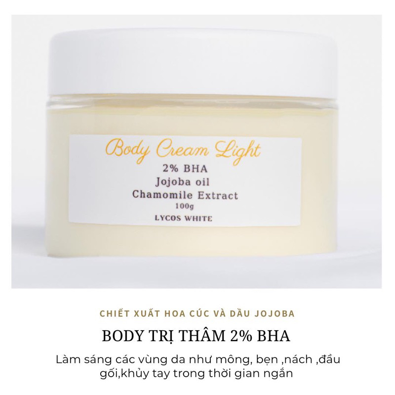 Kem 2% BHA Mờ Thâm Chiết Xuất Hoa Cúc & Dầu Jojoba Lycos White