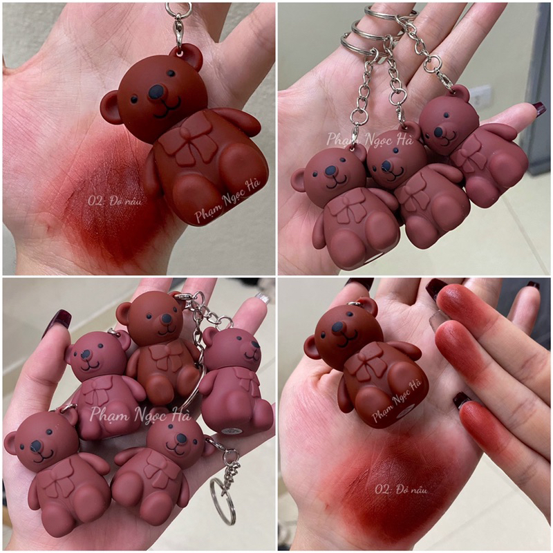 Son bóng móc khóa gấu - Son kem lì mịn mượt như nhung lên màu đẹp và đều hàng chính hãng nội địa