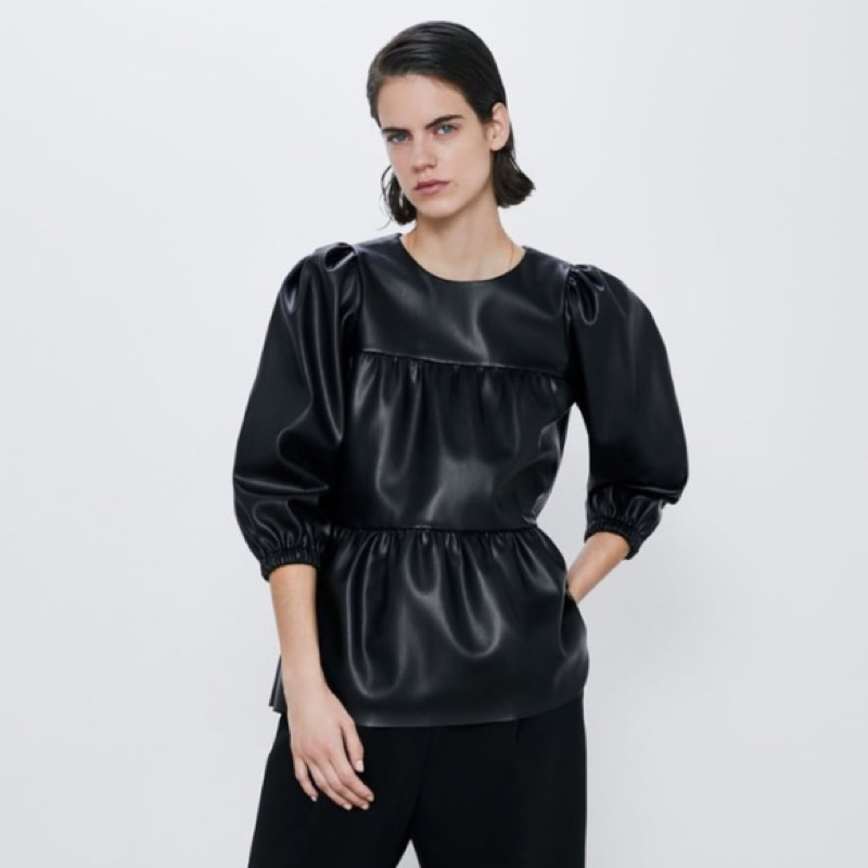 Áo da tay phồng Zara