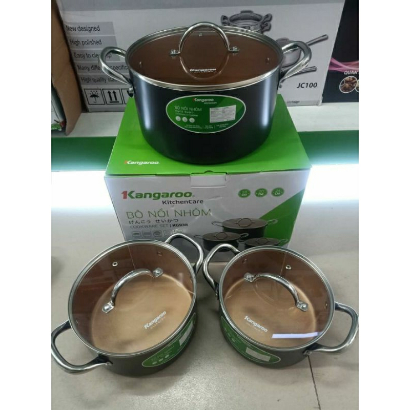Bộ nồi nhôm đáy từ KG938 Kanganroo hàng chính hãng bảo hành 12 tháng đổi mới trong 7 ngày