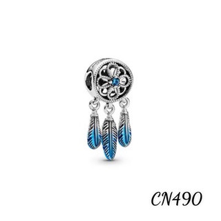 CHARM PAN ALE HOA TREO BA LÁ PHỐI XANH TRẮNG BẠC S925 THUẦN KHIẾT HÀNG CAO CẤP