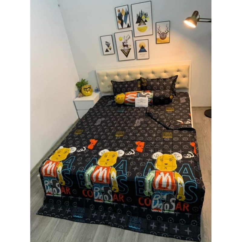 Bộ chăn hè trần bông ga gối 5 món poly cotton cao cấp mẫu mới ( được chọn màu)