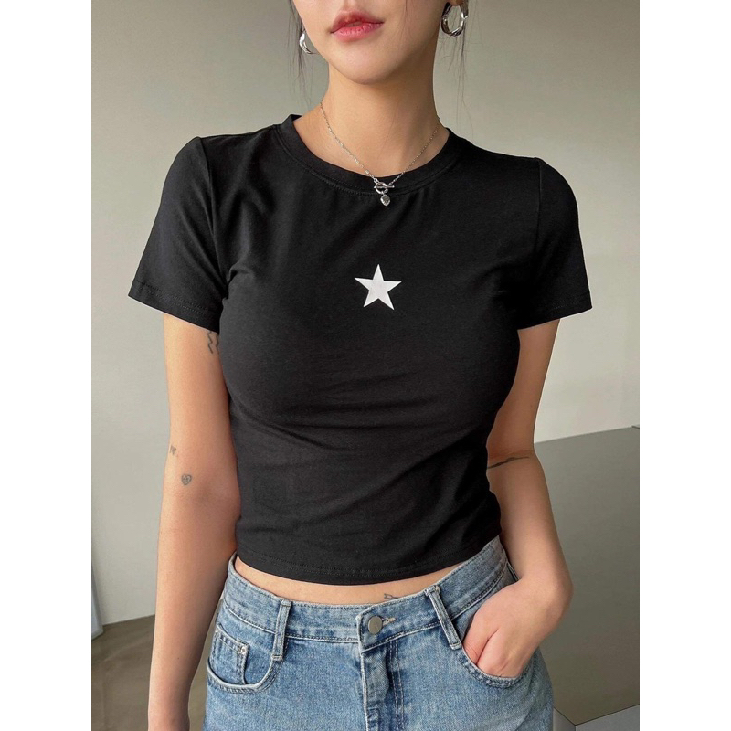 Áo thun lụa in ngôi sao 3 màu vnxk