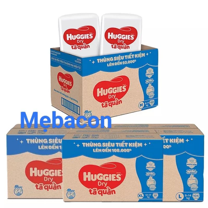 tã quần Huggies Mega tiết kiệm M120, L104, XL88, XXL80 mới