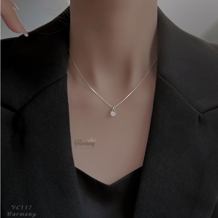 Dây chuyền nữ bạc mặt hình giọt lệ đính đá nhân tạo tear of love 2 | HARMONY ACCESSORIES VC117