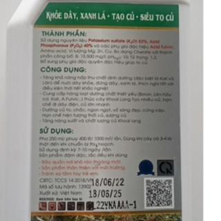 PHÂN BÓN VI LƯỢNG KALI - FULVIC 1 LÍT
