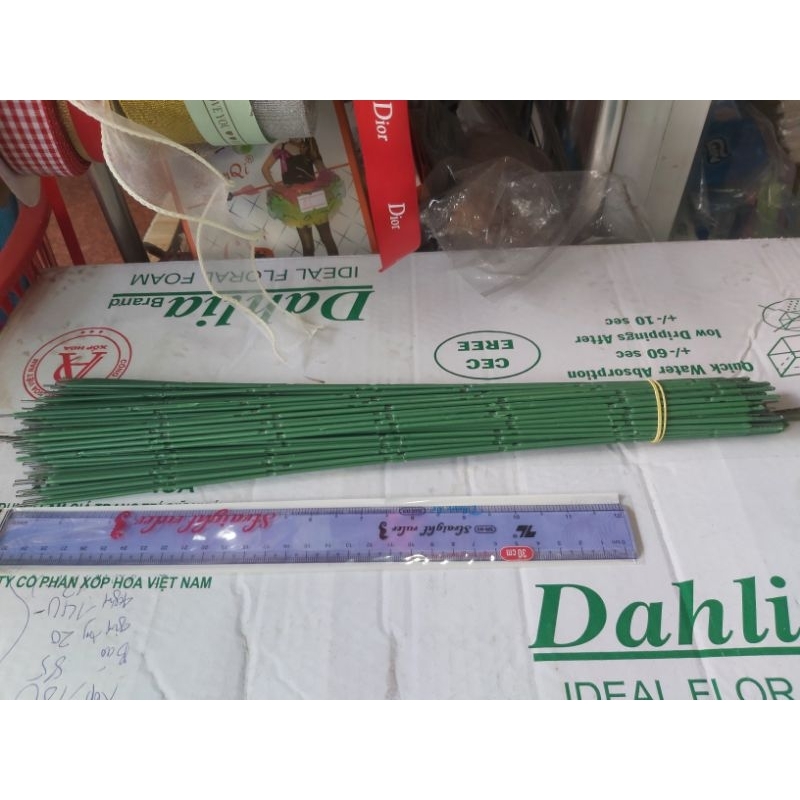BÓ 10 CÀNH KẼM THÂN HOA XANH CÓ ĐỐT - CÀNH NHỰA LÀM HOA HANDMADE