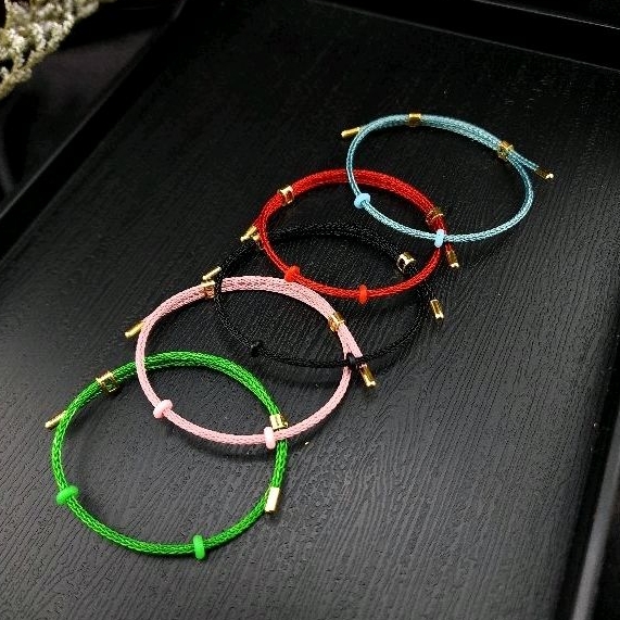 Vòng Tay Dây Cáp Khóa Rút Freesize Thời Trang Bền Đẹp 2mm - Khóa Titan Mạ Vàng - Mix Phụ Kiện Trang Sức Phong Thủy