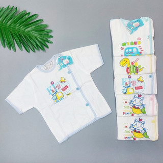 Set 3 áo sơ sinh jou, áo bác sĩ jou tay ngắn cúc lệch 100% cotton cho bé từ sơ sinh - 10 kg