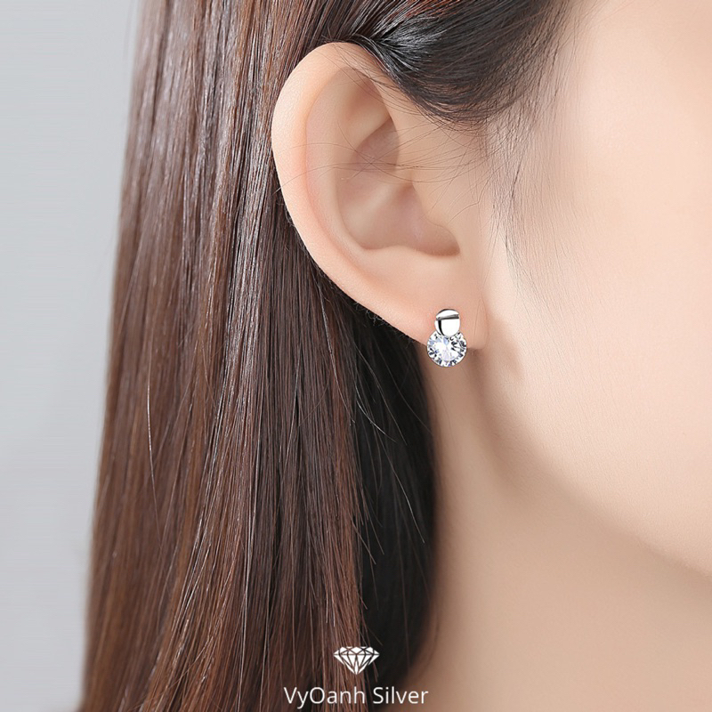 Khuyên tai bạc nữ VyOanh Silver, Bông tai bạc nữ thiết kế thanh lịch SE0287