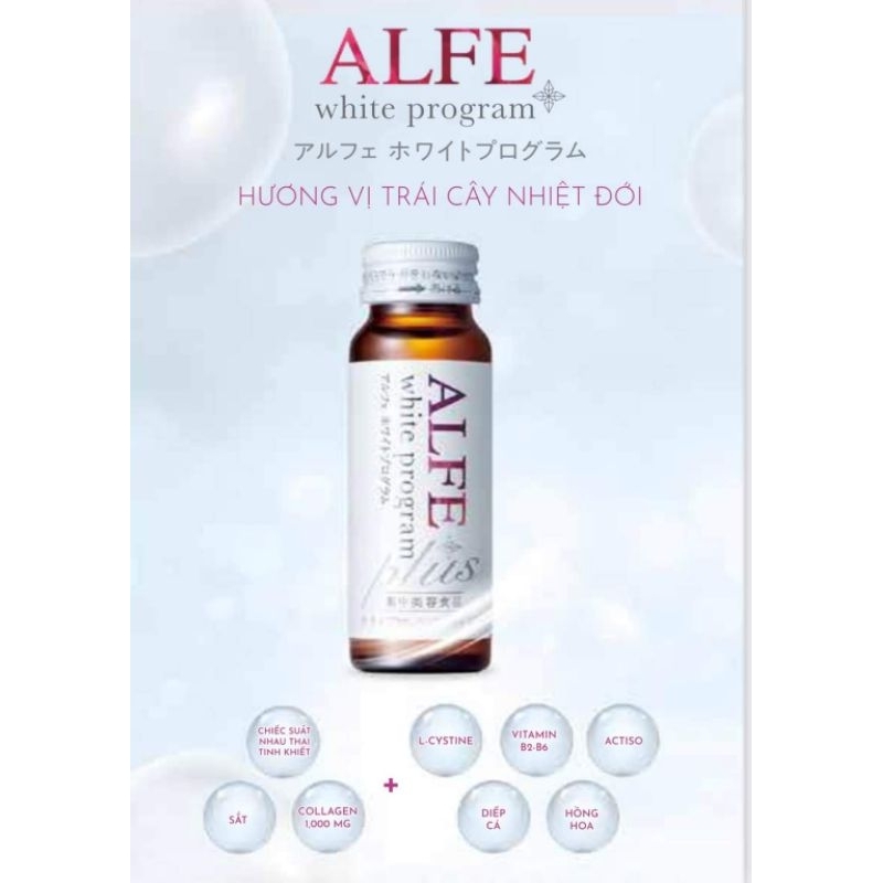 Nước uống Collagen Alfe làm trắng da giảm thâm sạm nám từ bên trong hộp 10chai