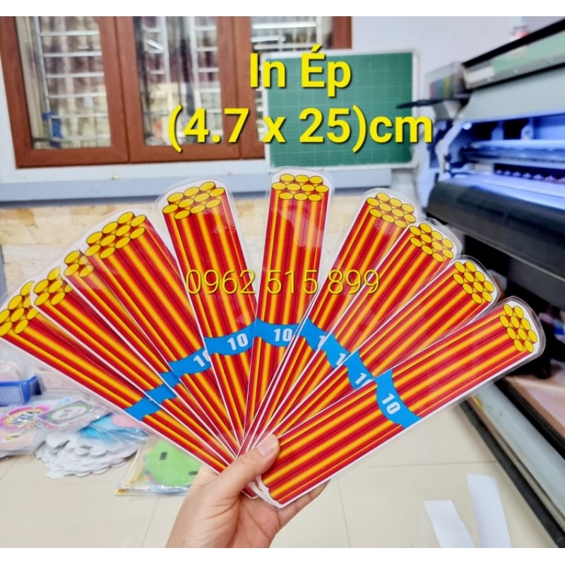 Sét 10 Thẻ Que tính Rời, Chục, Trăm In ép dày, sau có nam châm lá