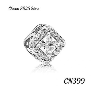 CHARM PAN ALE ĐÁ VUÔNG LỚN VIỀN ĐÁ TRẮNG NHỎ BẠC S925 THUẦN KHIẾT HÀNG CAO CẤP