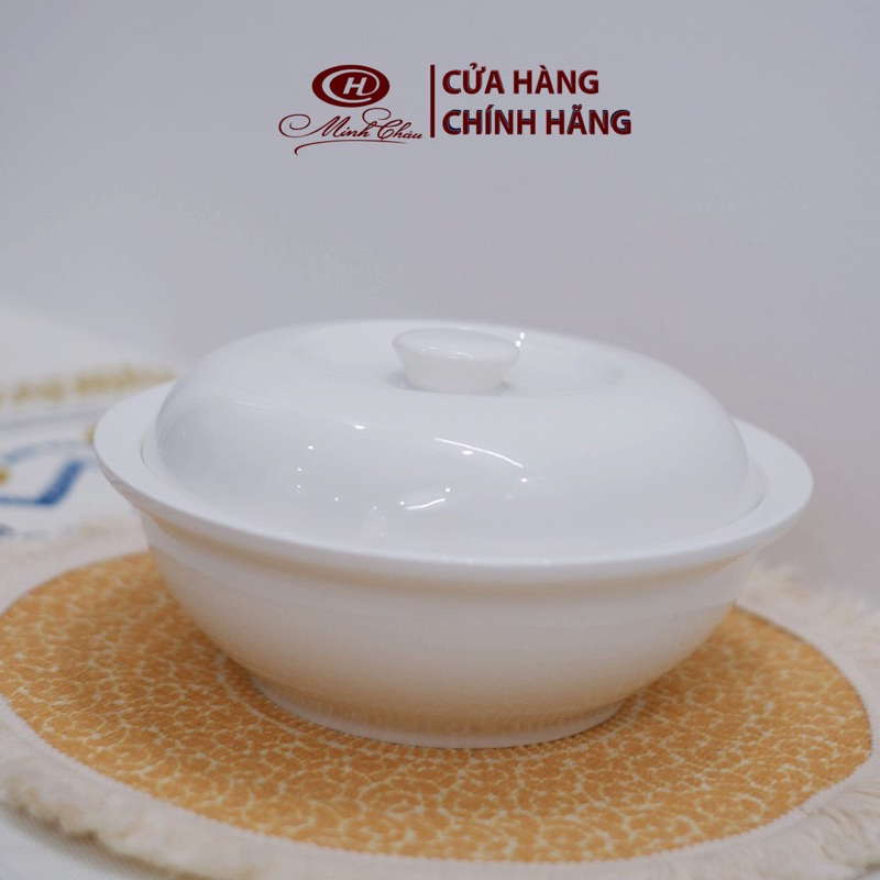 Bát Tô Sứ có nắp-Thố Đựng Cơm Canh Minh châu,sứ xương hàng dầy dặn không nóng,hàng có sẵn,giao hàng toàn quốc