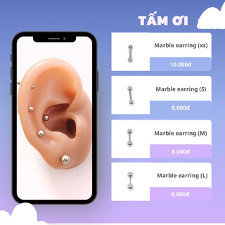 Khuyên xỏ bi 2 đầu thép ý tế không gỉ không dị ứng