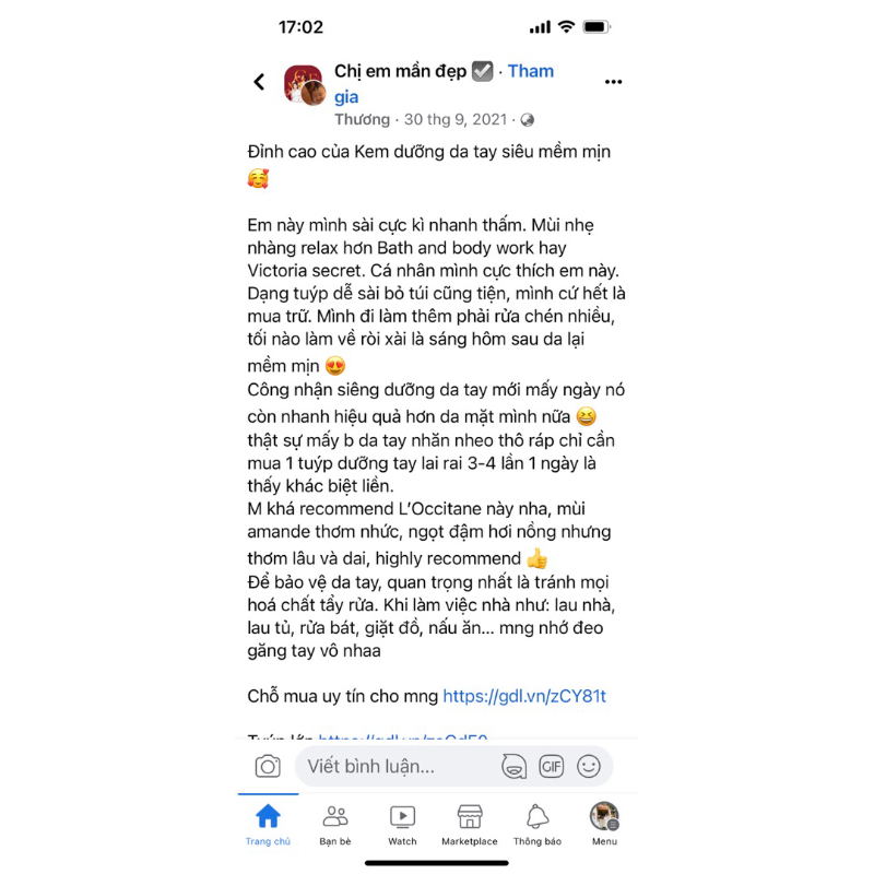 Kem dưỡng da tay L’occitane nhiều mùi 30ml