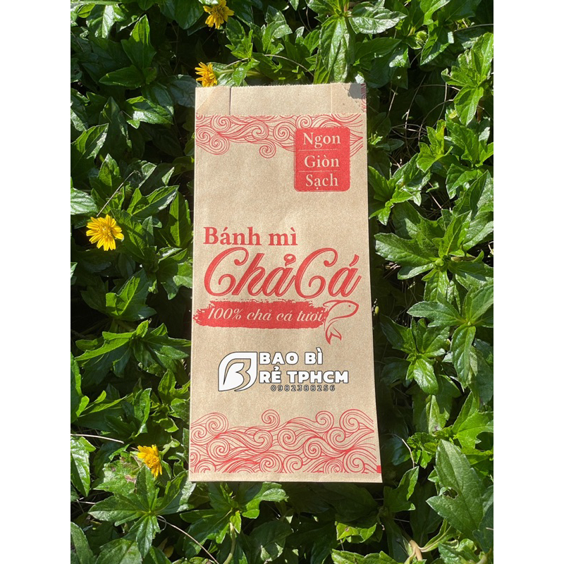 Túi Giấy Kraft Bánh Mì Chả Cá Combo 100