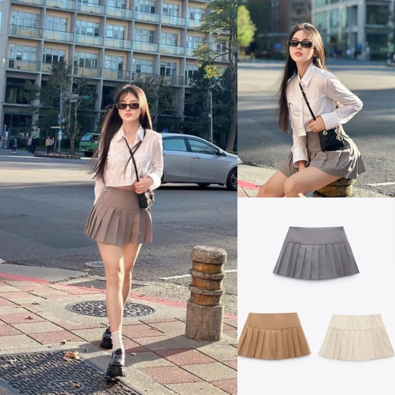 Chân váy Zara Chân váy xếp ly 3 màu Zara xuất C009