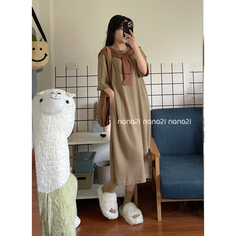 Váy thun trơn xuông dài kèm khăn Nana21 Nanastore21