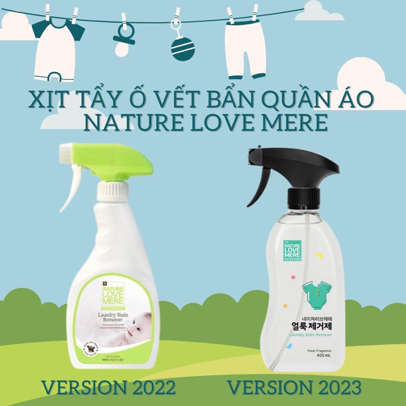 (Thần kỳ luôn) Chai xịt tẩy vết ố đồ ăn trên quần áo trẻ em Nature Love Mere 400ml