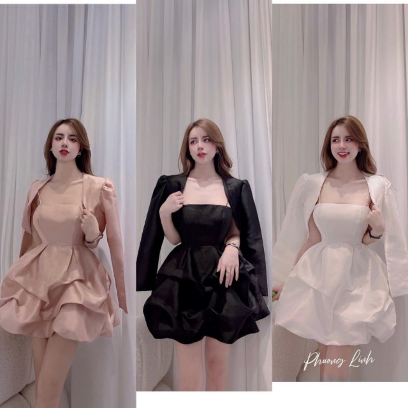 Sét đầm tapta kèm áo khoác tiểu thư