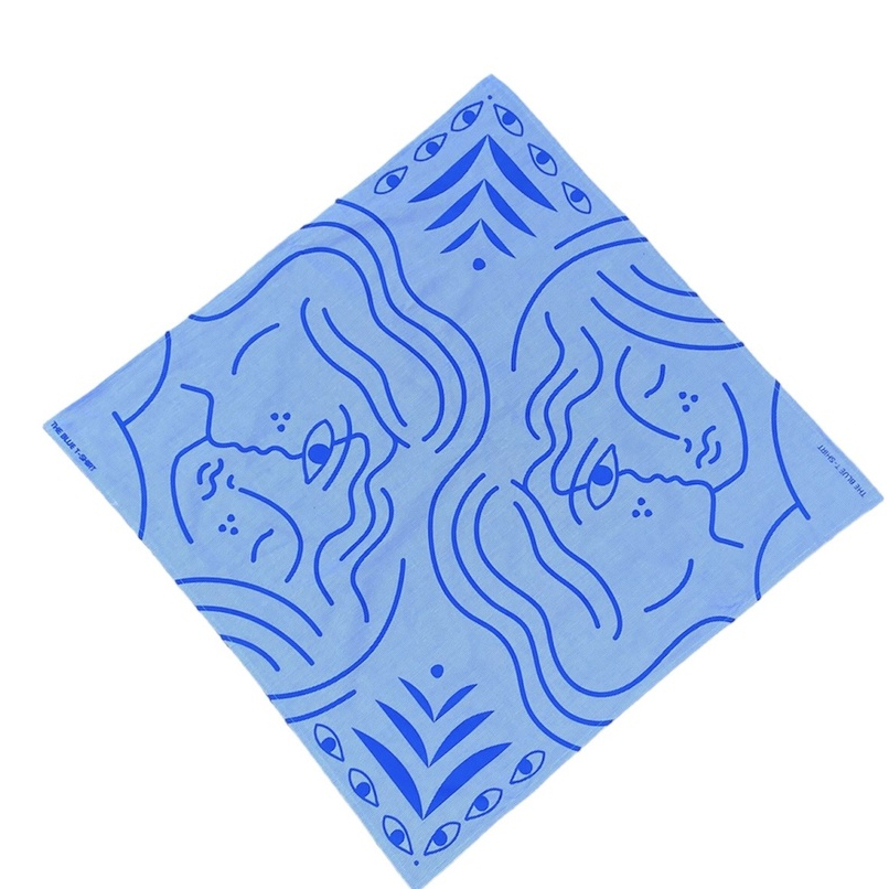 Khăn Vuông Bandana Màu Xanh Dương Nhạt - Bandana Goodie - Sky Blue Pattern