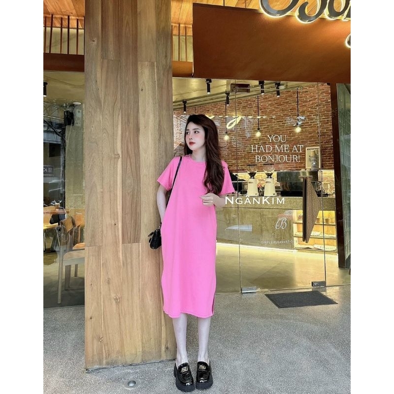 Đầm cotton xuông xẻ gấu xoắn lưng xích xi bán sỉ lẻ