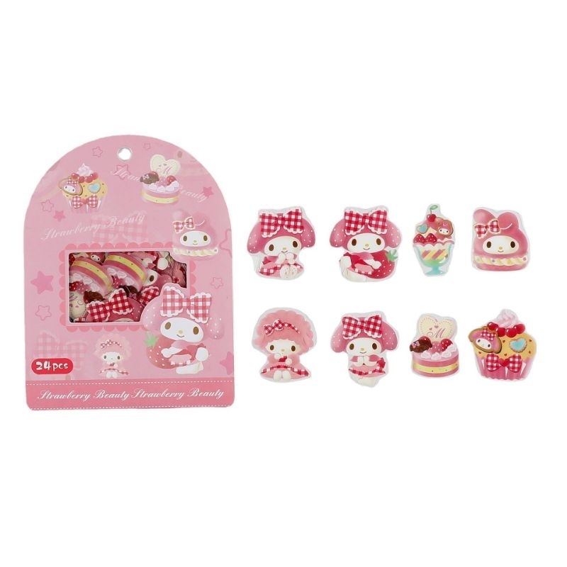 Gói 24 miếng hình dán sticker Sanrio Kuromi Melody Cinamoroll