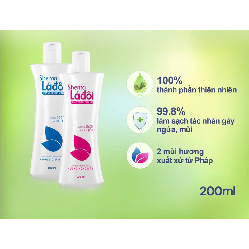 Dung dịch vệ sinh Shema Lá Đôi Hồng- Xanh 100-200ml