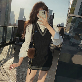 (ORDER) Váy Gile Body Len Lông Thỏ Phong Cách Học Sinh Hàn Quốc