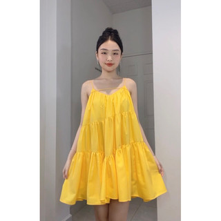 Đầm BaByDoll 2 Dây Cổ Tim Hở Lưng Đi Biển