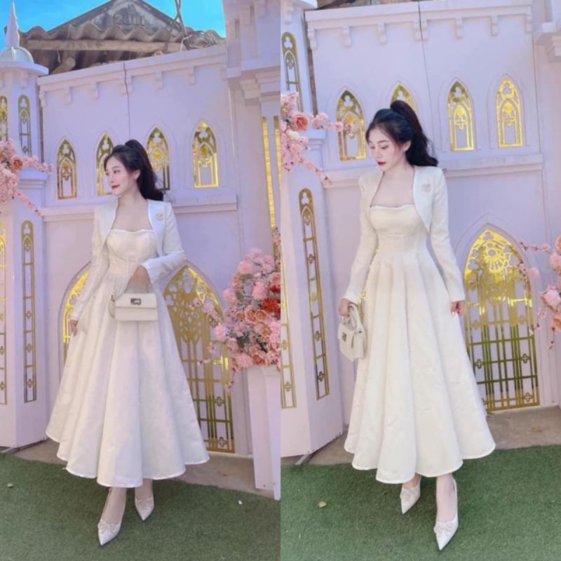 Đầm tapta kèm khoác tiểu thư