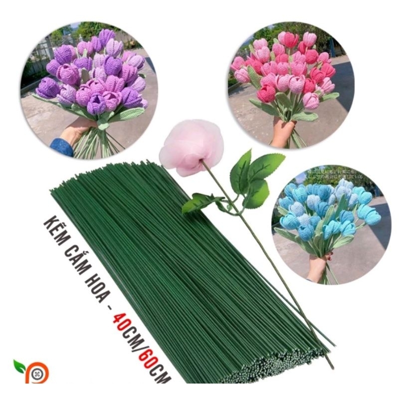 BÓ 10 CÀNH KẼM THÂN HOA XANH CÓ ĐỐT - CÀNH NHỰA LÀM HOA HANDMADE