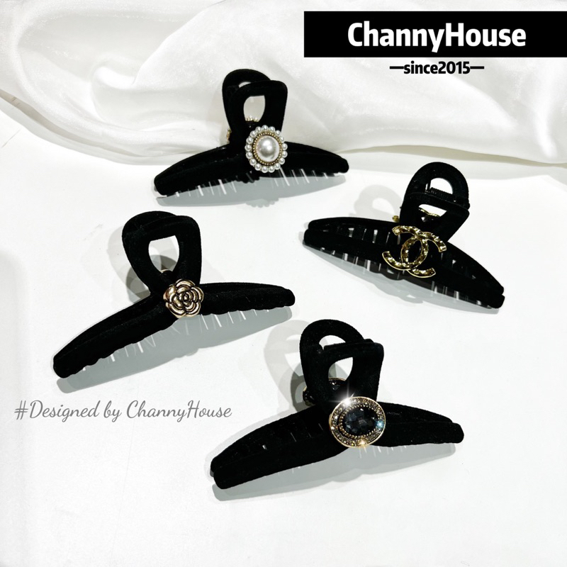 Kẹp ngoạm cốt full nhung đính charm cao cấp - Kẹp càng cua size lớn nhiều răng tạo phồng tóc - Channyhouse