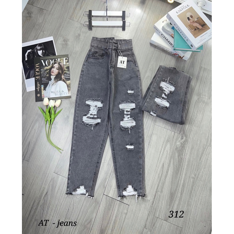 🔥Quần Baggy Jeans Lưng Cao Rách Cá Tính Hot | BigBuy360 - bigbuy360.vn