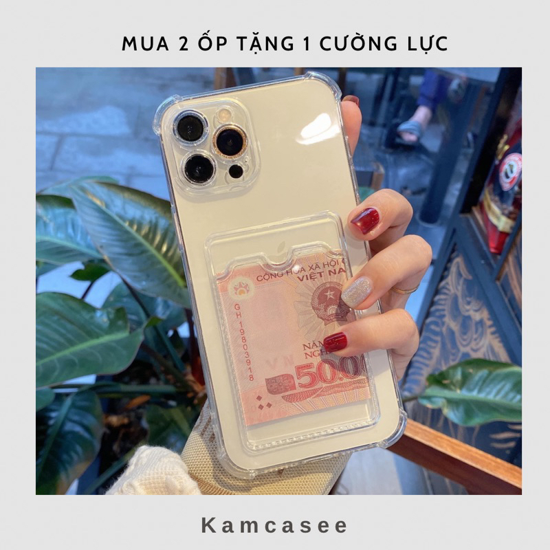 Ốp Lưng Trong Chống Sốc Có Ngăn Đựng Thẻ , Cài Ảnh Cho Iphone 6 7 8 X Xsmax 11 12 13 14Promax