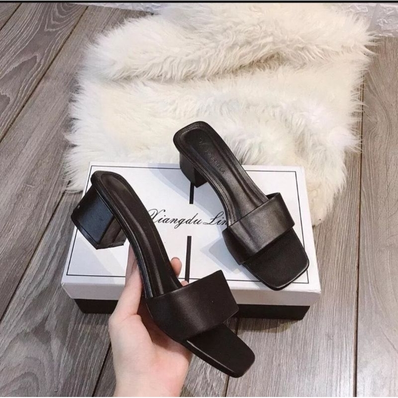 Giày nữ da trơn quai ngang gót 4cm bigsize 35 đến 45