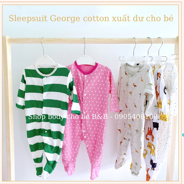 Sleepsuit cho bé bodysleep vải cotton xuất dư từ 6m đến 18m
