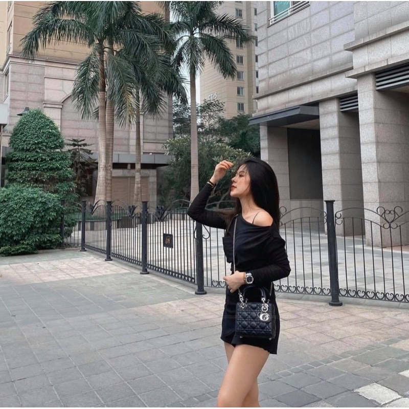 Túi di.o da bóng khoá bạc sang chảnh, túi có quai cầm tay dây đeo chéo đi làm đi chơi