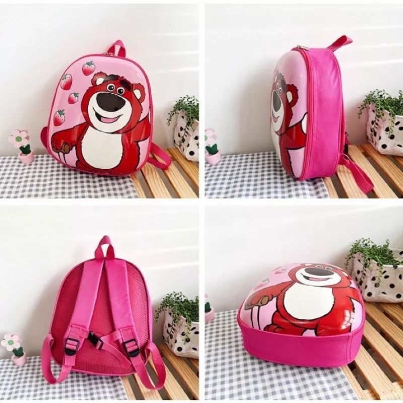 Ba lô Trứng cho Bé Mầm Non Đi Học Hình Gấu Dâu Lotso Chống Thấm Nước